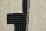 8' X 10' Ivory And Black Wool Abstract Tufted Handmade Area Rug