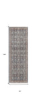 12' Blue And Red Floral Power Loom Runner Rug