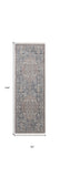 12' Blue And Red Floral Power Loom Runner Rug