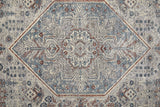 12' Blue And Ivory Floral Power Loom Runner Rug