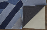 4' X 6' Blue And Silver Wool Geometric Tufted Handmade Area Rug