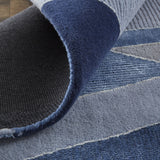 4' X 6' Blue And Silver Wool Geometric Tufted Handmade Area Rug