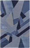 10' X 14' Blue And Silver Wool Geometric Tufted Handmade Area Rug