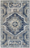 13' X 15' Blue and Ivory Abstract Power Loom Distressed Area Rug