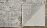 12' X 15' Ivory Gray And Tan Abstract Power Loom Distressed Stain Resistant Area Rug