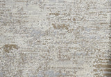 12' X 15' Ivory Gray And Tan Abstract Power Loom Distressed Stain Resistant Area Rug