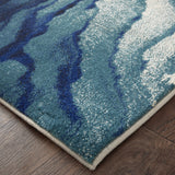 2' X 3' Blue Ivory And Green Area Rug