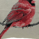 18"x18" Red Cardinal Polyester and Cotton Blend Zippered Pillow With Embroidery