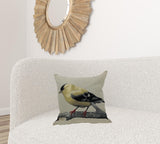 18"x18" Gold Bird Polyester and Cotton blend Zippered Pillow