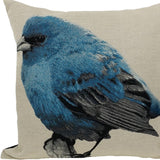 18"x18" Blue Bird Polyester and Cotton Blend Bird Print Zippered Pillow