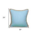 20"x20" Blue and Beige Linen Blend Zippered Pillow