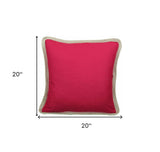 20"x20" Red and Beige Linen Blend Zippered Pillow