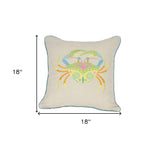 18"x18" Coral Polyester and Cotton blend Floral Zippered Pillow