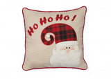 13"x13" Beige and Red Christmas Hohoho Polyester Pillow