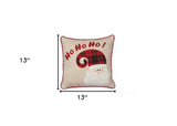 13"x13" Beige and Red Christmas Hohoho Polyester Pillow