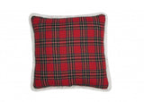 13.5"x13.5" Red and Black Christmas Polyester Plaid Pillow