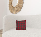 13.5"x13.5" Red and Black Christmas Polyester Plaid Pillow