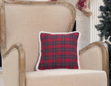 13.5"x13.5" Red and Black Christmas Polyester Plaid Pillow