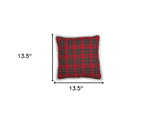 13.5"x13.5" Red and Black Christmas Polyester Plaid Pillow