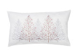 12" X 20" White Forest Christmas Trees Polyester Zippered Pillow With Embroidery