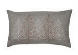 12" X 20" Gray Forest Christmas Trees Polyester Zippered Pillow With Embroidery