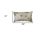 12" X 20" Beige and Green Thanksgiving Pumpkin Linen Blend Zippered Pillow With Embroidery