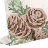 14" X 14" Gray Brown and Green Christmas Floral Linen Blend Zippered Pillow