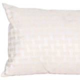 22" X 22" Beige and White Checkered Polyester Zippered Pillow