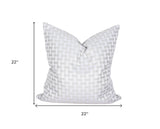 22" X 22" Gray and White Checkered Polyester Zippered Pillow