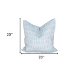 20" X 20" Blue and White Geometric Polyester Zippered Pillow