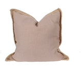 24" X 24" Beige and Brown Polyester Zippered Pillow with Jute Trim