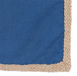 24" X 24" Blue and Brown Polyester Zippered Pillow with Jute Trim