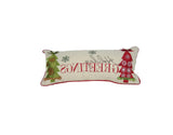 8" X 18" Green and Red Christmas Trees Linen Blend Zippered Pillow With Embroidery