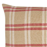 16" X 24" Brown and Red Checkered Linen Blend Zippered Pillow