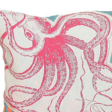 13" X 18" Red Orange Octopus Coastal Polyester Pillow With Applique