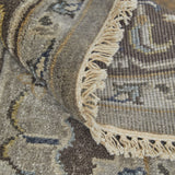 2' X 3' Gray Taupe And Blue Wool Floral Hand Knotted Stain Resistant Area Rug
