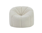 38" White And Black Sherpa Swivel Barrel Chair