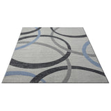 5' X 7' Ivory Blue and Gray Geometric Area Rug
