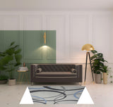 5' X 7' Ivory Blue and Gray Geometric Area Rug