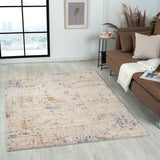 2' X 8' Beige Abstract Runner Rug