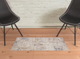 2' X 3' Ivory And Blue Abstract Area Rug