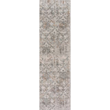 8' Cream Abstract Distressed Runner Rug