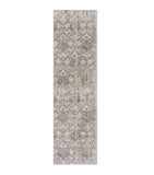 8' Cream Abstract Distressed Runner Rug