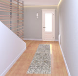 8' Cream Abstract Distressed Runner Rug