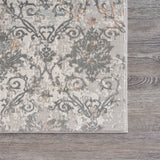 8' Cream Abstract Distressed Runner Rug