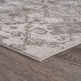 8' Cream Abstract Distressed Runner Rug