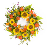 22" Green and Yellow Artificial Summer Sunflower Wreath