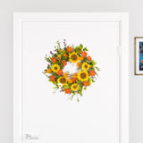 22" Green and Yellow Artificial Summer Sunflower Wreath