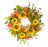 22" Green and Yellow Artificial Summer Sunflower Wreath