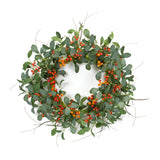 21" Green and Orange Artificial Mixed Assortment Wreath